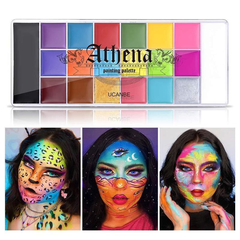 UCANBE Athena Face and Body Oil Paint Palette 20 Vibrant Colors Safe Non-Toxic for Kids Adults Cosplay Halloween Special Effects Makeup Kit