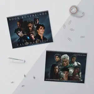 2026 Book Boyfriends Art Yearly Wall Calendar Monthly, Fantasy Book Boyfriends 2026 Wall Calendar, 2026 Calendar Romance Book Must Have, Best Gift For Booklover