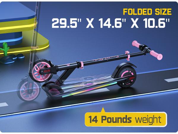 FanttikRide C9 Apex Kids Electric Scooter, Bluetooth Music Speaker, Colorful Light for Kids 8-12, 3.9-5.2 ft, 132 lbs, 5 Miles Range, Up to 40 min Ride Time, 5/8/10 MPH, 3 Adjustable Heights