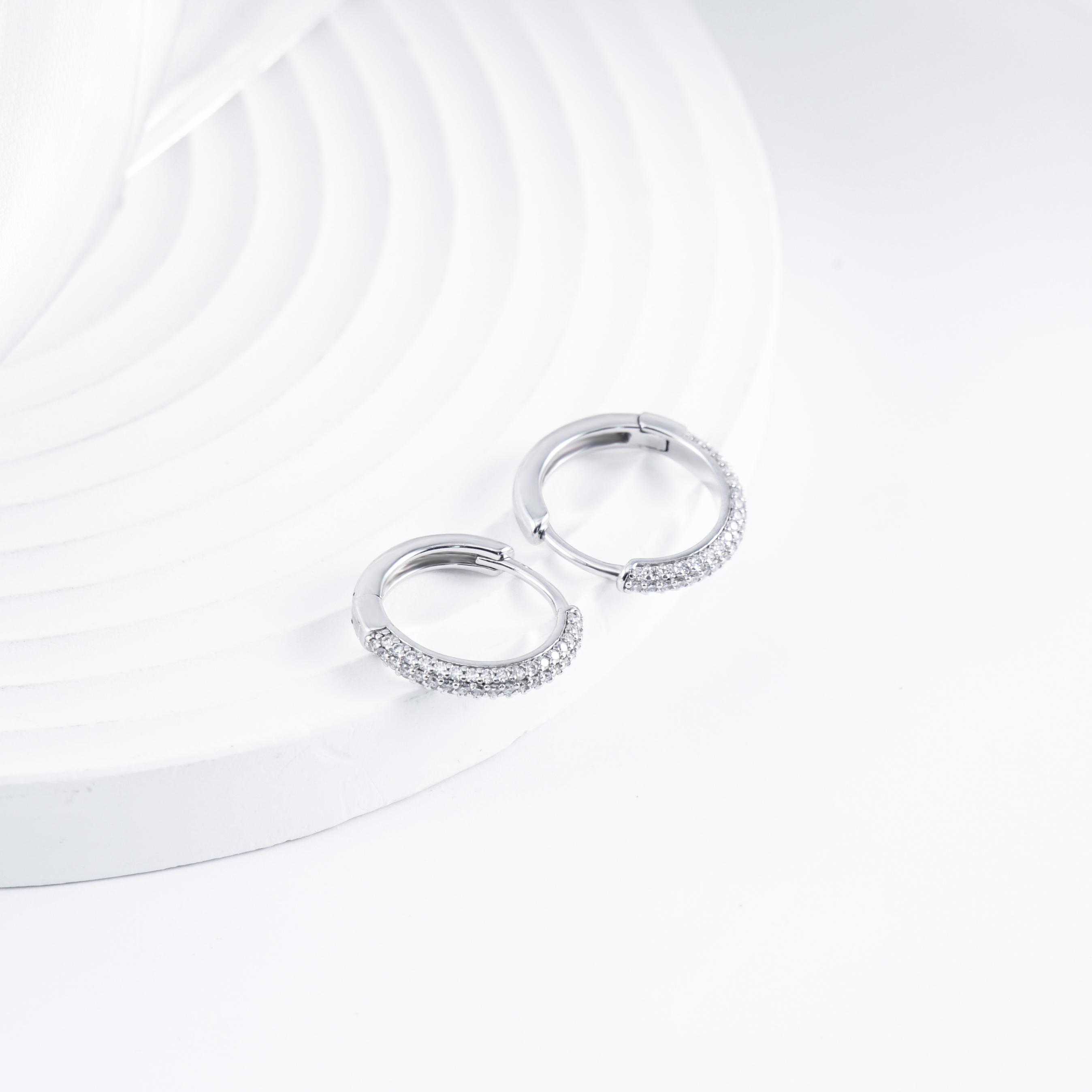 Delzzad Huggies Synthetic Moissanite Earring S925 Moissanite Jewelry Perfect Birthday Mother’s Day Gift for Men Women Wedding Set