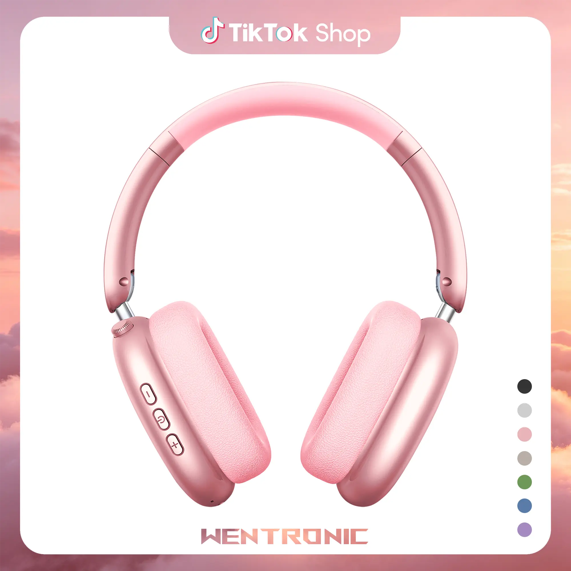 WENTRONIC Y01 Over-Ear Wireless Bluetooth Noise Reduction Headphones - Active Noise Cancellation, 48-Hour Playtime, Hi-Fi Sound, Foldable, Soft Earpads, Built-In Mic, iOS/Android/PC Compatible, Home Office Use, Father's Day Gifts, Headset