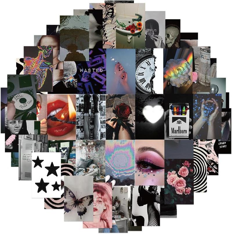 Y2K Black Stickers,50Pcs Aesthetic Sticker Packs,Cute Cool Laptop Stickers,Cool Stickers for Teens Girls Stickers for Laptop,Water Botter,Case,Ipad