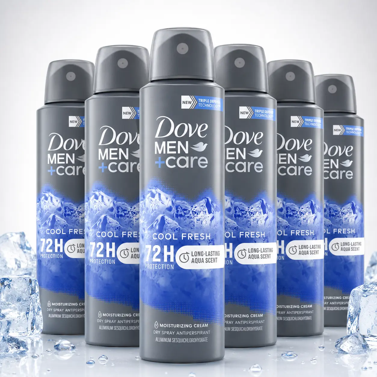 Dove Men+Care Cool Fresh Dry Spray Antiperspirant Deodorant Value Bundle - 5oz/150ml, 72H Sweat Protection, Triple Defense Technology, Aqua Scent, Everyday Wear, Moisturized, Long-Lasting Men's Multipack Set, Deodorants