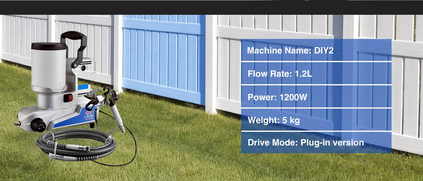 Portable Airless Paint Sprayer, 2.5 L/Min High Flow, 3 Adjustable Speeds, 2L Capacity with 5m Hose, Wall Sprayer for DIY Projects and Emulsion Paint