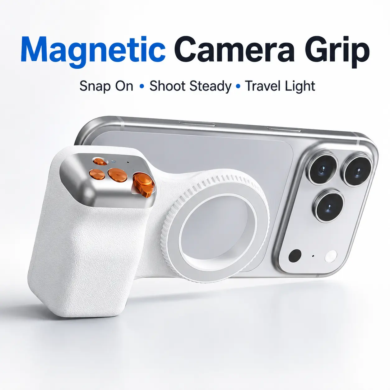 XRDKJ Compact ABS Magnetic Mobile Camera Grip Holder - Strong Magnetic Handheld Handle, Smartphone Camera Accessory for Work, Daily Vlogging, X Pro Compatible Stability Photography Travel
