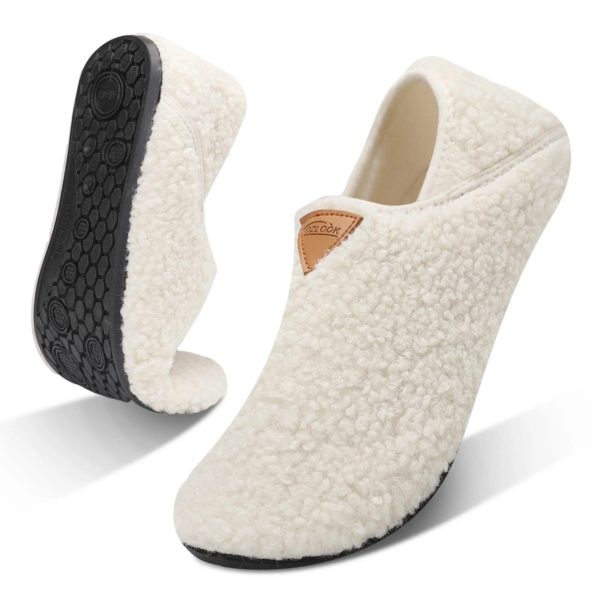 Unisex Multi-Size Fluffy Teddy Fleece Sock Slippers - Casual Indoor Footwear, Thick Soled Slippers, Full Wrap Warm Double Layer, Anti-Slip Rubber Sole, Indoor-Outdoor Sports Slide Sandals for Yoga, Gray