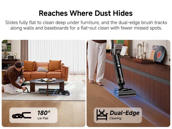 DREAME H15 Pro CarpetFlex Elite Cordless Vacuum Mop, Wet Dry Vacuum Cleaner with Dual Brushes for Hard Floors & Carpet, Tangle-Free Hair-Cutting, 23kPa Suction, 180° Lie-Flat Floor Washer, 194°F Fast Drying