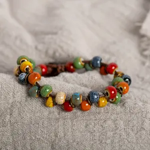 Autumn Vintage Multicolored Ceramic Bead Bracelet