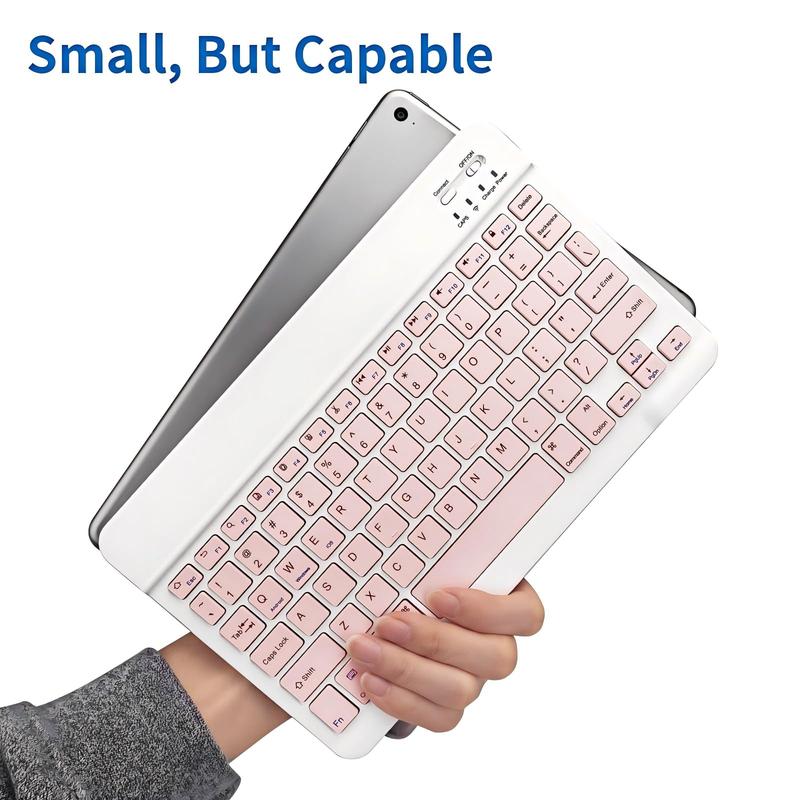 Slim Wireless Keyboard and Mouse For iPad/Tablet/iOS/Android/PC, Bluetooth Rechargeable Wireless Mouse Keyboard Set, Portable Compact Keyboard and Mouse Combo, Pink