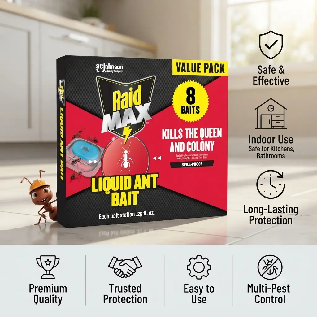 MAX Liquid Ant Bait Traps - Indoor & Outdoor Pest Control, Insect Repellent That Kills Ants at Breeding Sites - 8 Count