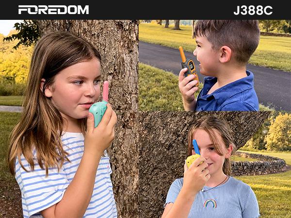 FOREDOM Walkie Talkie for Kids 3 Pack Long Range with Flashlight 2 Way Radio 22CH with Adjustable Lanyards Toys for 3+Year Old Boys & Girls Camping Birthday Gifts