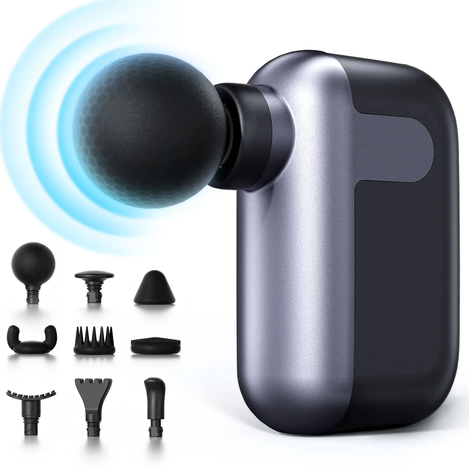 Portable Mini Massage Gun - 10 Massage Heads, 8mm Amplitude Percussion Deep Tissue Handheld Muscle Massager for Pain Relief, Office Gifts for Her, Athletes (Beauty & Personal Care Appliance)