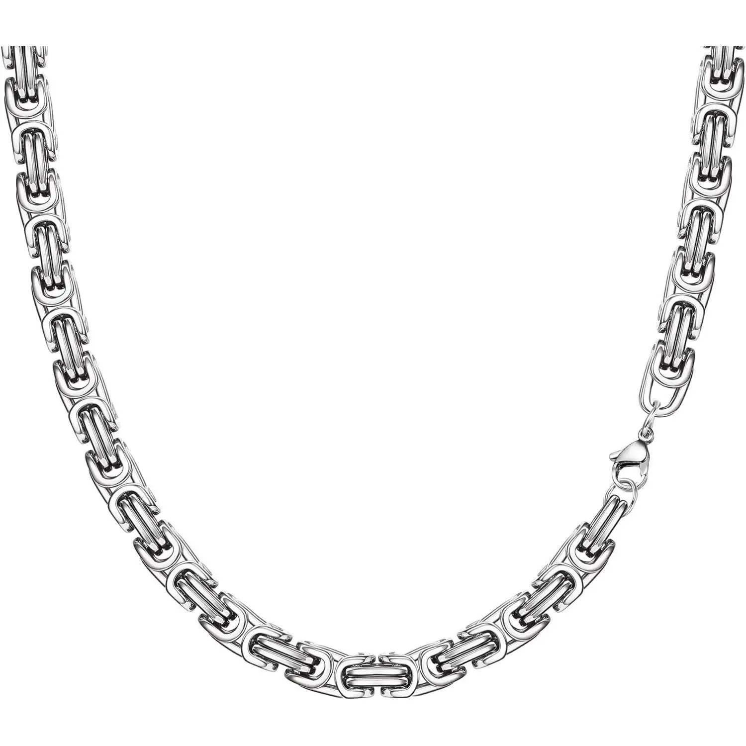 FLORIDECO Stainless Steel Mens Silver Byzantine Chain Necklace 4/6/8MM Thick Heavy Chain Hip Hop Jewellery for Men 20-30 Inches Daily Rhodium Modern Versatile Accessories Jewelry Accessory, Ss Chain Necklace, Chains, Daily Wear
