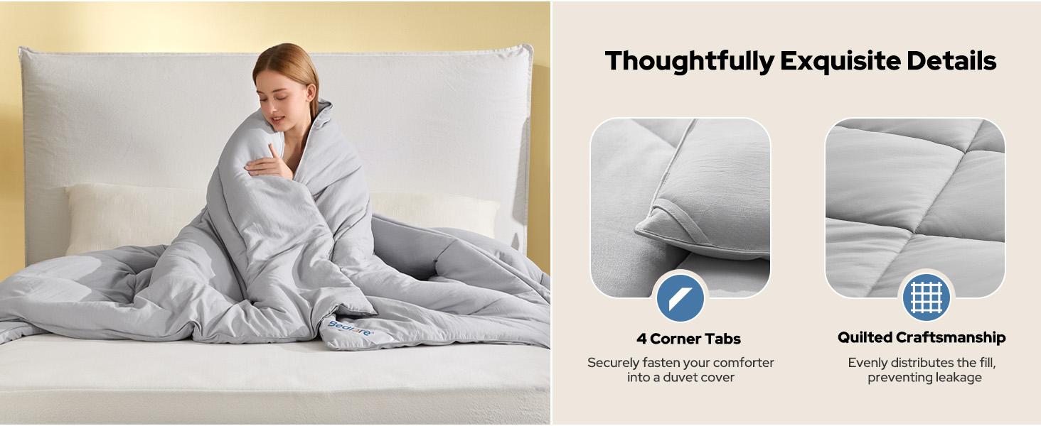 SpringGlowUp【BEDLORE】Luxurious Hotel Collection All-Season Down Alternative Comforter Duvet Insert – Ultra-Soft Chinese Knot Pattern Quilted Design, Machine Washable with Corner Tabs for Home, Guest Room, or Dorm