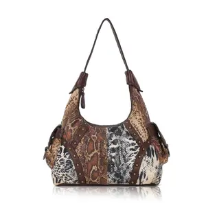 Angelkiss  Modern Trendy Vintage Vegan Leather Hobo Tote Shoulder Bag