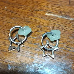 Y2K Fake Jade Hollow Out Star Earrings for Women, Fashionable Trendy Versatile Designable Detachable Affordable Stainless Steel Earrings, Fashion Jewelry Accessories
