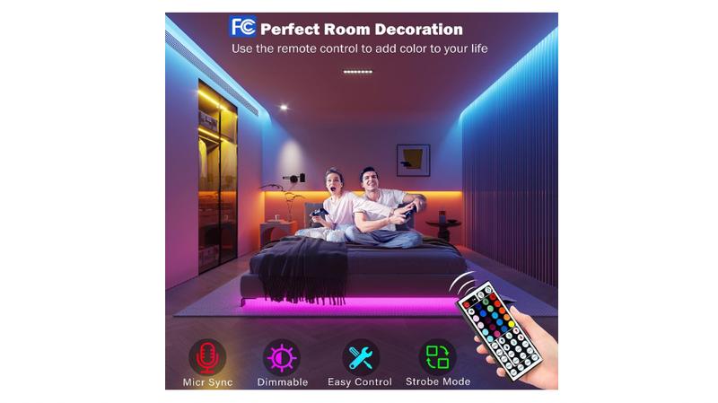 Led Lights for Bedroom 100 ft (2 Rolls of 50ft) Music Sync Color Changing RGB Led Strip Lights with Remote App Control Bluetooth Led Strip, Lights for Room Home Kitchen Party Decor