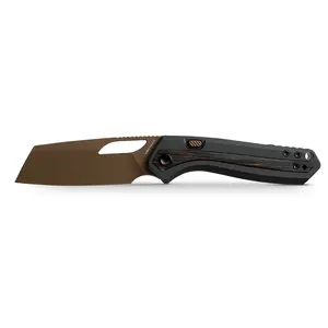 ​​Vosteed Kroc Pocket EDC Folding Knife - 2.99" S35VN Blade, Front Flipper & Thumb Hole, Reversibe & Stainless Steel, Aluminum & Topo G10 Handle -A1802