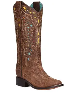Corral Women's Butterfly Studded Inlay Western Boot Square Toe - A4207