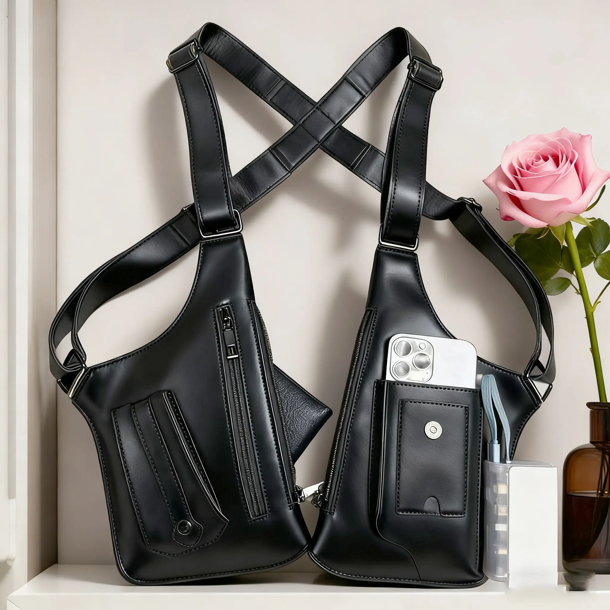 Premium Leather Unisex Shoulder Bag for Men & Women Anti-theft Hidden Storage for Cell Phones & Outdoor Gear Versatile for Cycling Hiking & Other Hunting & More，Wide range of uses，Premium Leather. Stylish Crossbody Bag Minimalist Crossbody Bag.