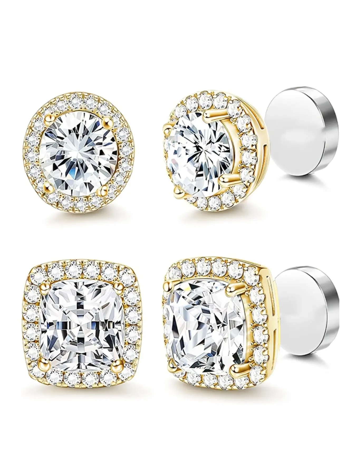 Women's Elegant Rhinestone Clip Earrings Set, Hypoallergenic Earrings Pack, High-Quality Durable Hypoallergenic Stainless Steel, Perfect for All Seasons, DIY Party Accessories, Trendy Jewelry, Versatile Earrings, Non Tarnish Jewelry