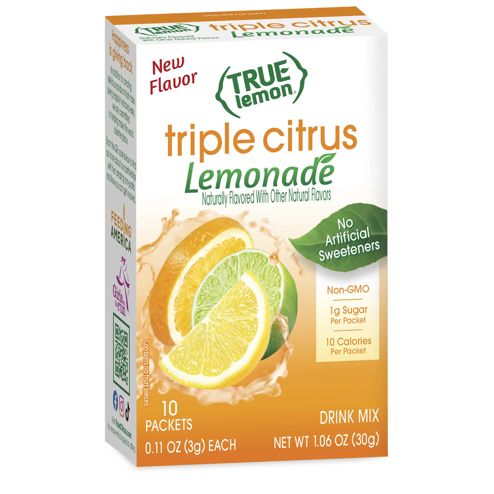 True Lemon Triple Citrus Lemonade Drink Mix | Lemon, Lime & Orange | 50% Vitamin C | 10 Cal