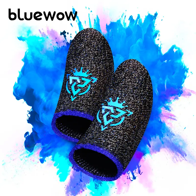 BlueWow SharkKing SilverFiber Mobile Gaming Finger Sleeves for Unisex Smartphone Gamers, 0.3mm Ultra-Soft High-Sensitivity Sweat Proof Fabric, 20-Count Individual Packing, Compact Portable Gaming Accessories