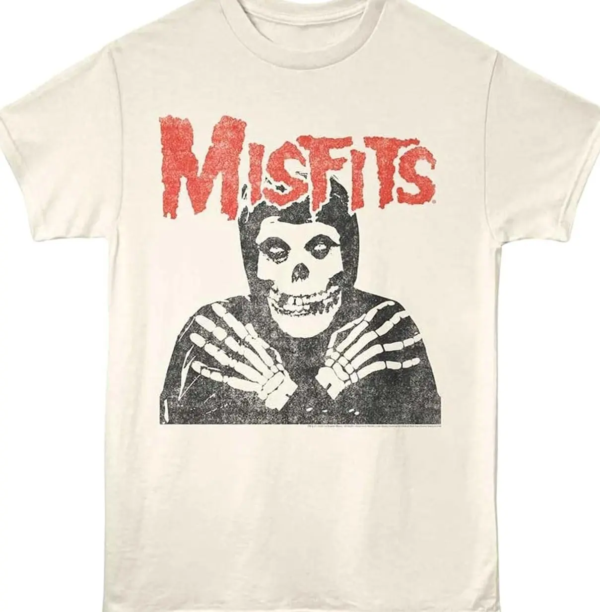 Women's Short Sleeve Cotton Fabric Casual Clothes - American Classics Misfits Skull T-Shirt, Officially Licensed Rock Punk Vintage Graphic, Relaxed Fit, Unisex Option, Natural 2E8, Shortsleeve, Fitted, Print, Round Neck, Simple, Comfortable, Printed