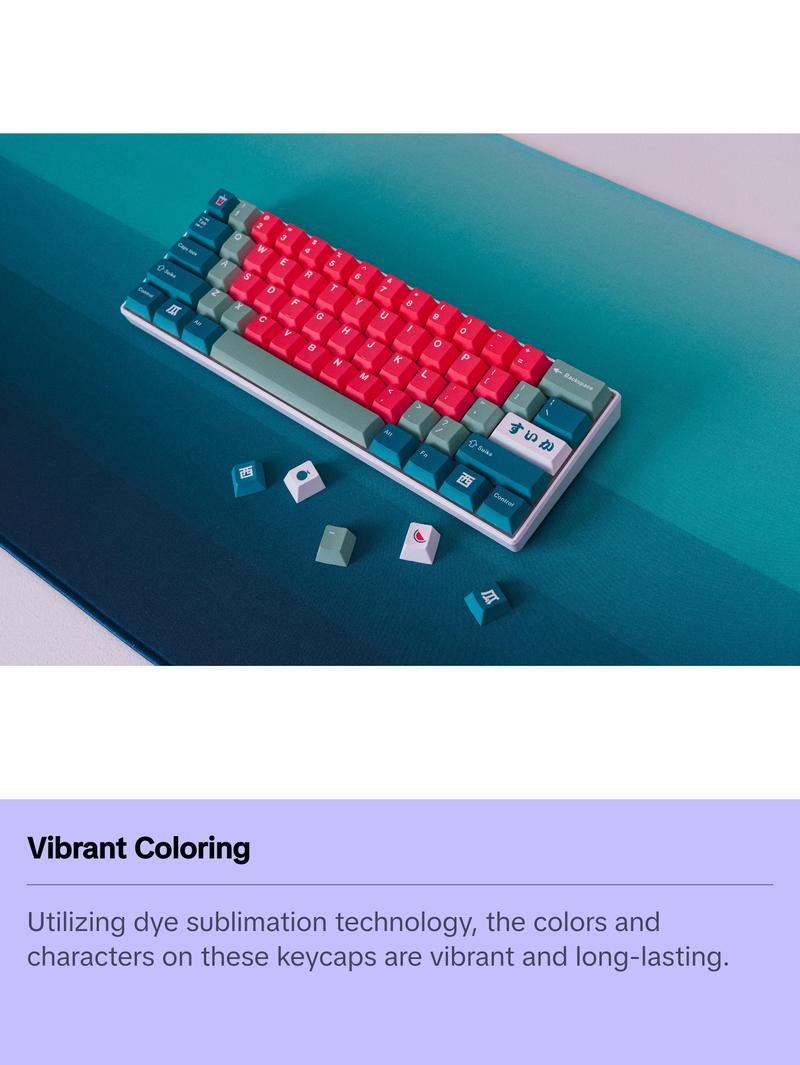 SUIKA Keycaps - Red & Green keys for mechanical keyboard - decor for pc gaming and work from home desk setups - gifts for gamers