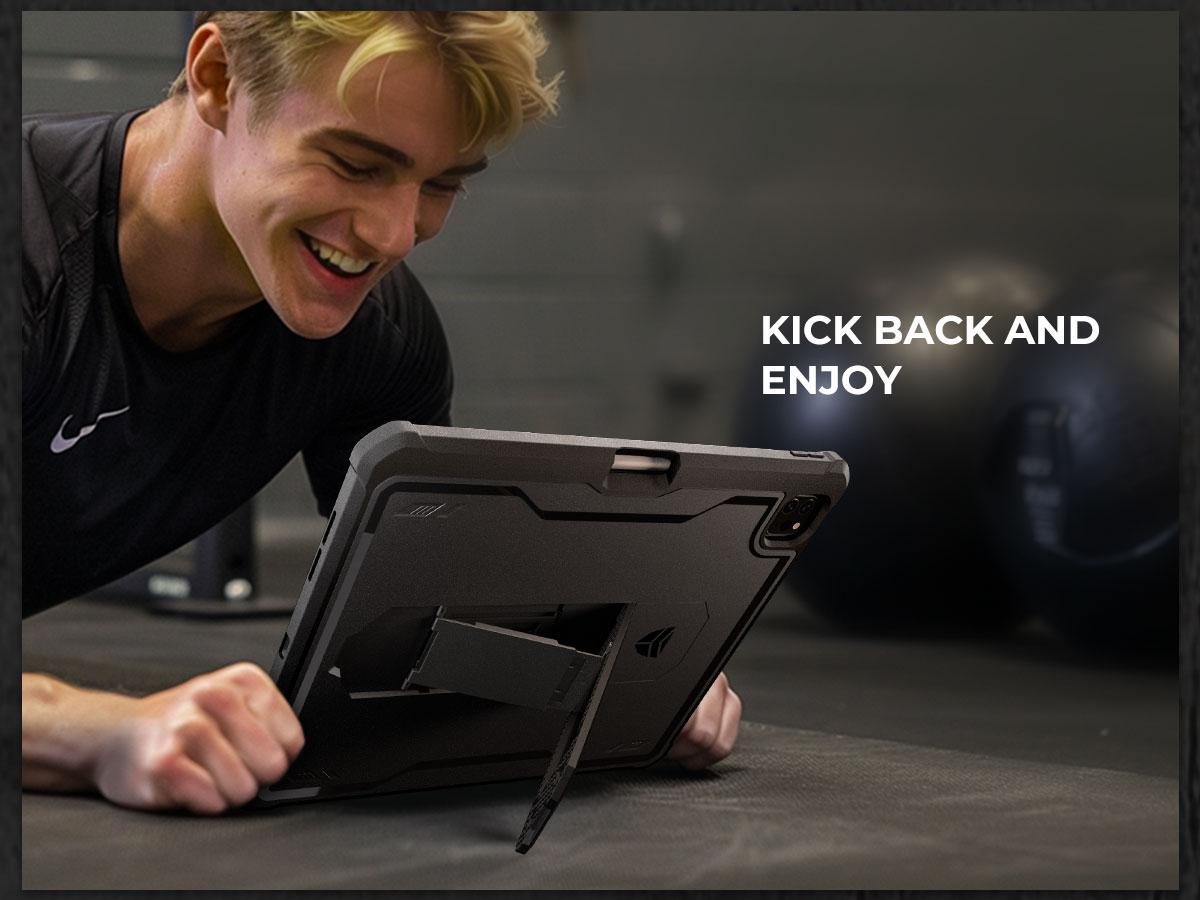 Dexnor for iPad Pro 12.9 Inch Case 2022/2021/2020(6th/5th/4th), Heavy Duty Shockproof Dual Layer Full-Body Bumper Protective Cover with Built-in Screen Protector & Kickstand & Pen Holder