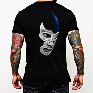 Mexican Wrestler Legend Demon Blue Libre Art Streetwear Graphic Tee For Men And Women Casual Sports Running Outdoor Unisex Design Teens Adults