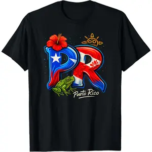 Puerto Rico PR Hibiscus Coqui Frog Rican Heritage Culture T-Shirt
