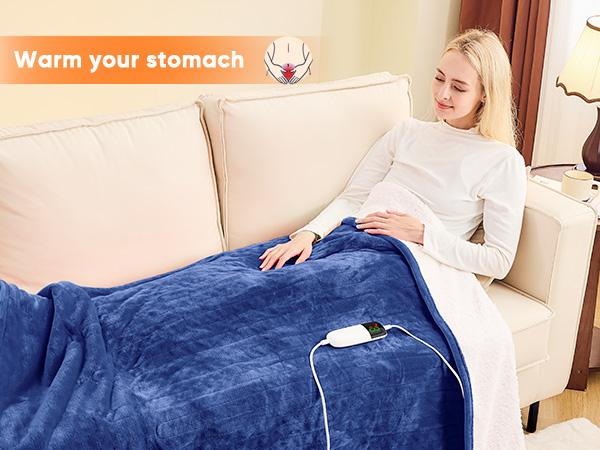 Greenoak Heated Blanket Electric Throw 50"X60", Heating Blanket with 10 Heat Levels 8 Hours Auto-Off,Fleece Soft Christmas Blanket,Gifts for Grandma Seniors Mom