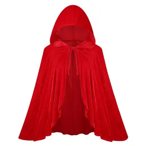 Little Red Riding Hood Cape Velvet Cloak for Halloween Christmas Cosplay Party