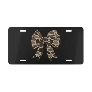 Old School Camo Coquette Bow on Black License Plate, Car Truck Accessories, Gifts for Her, Hunting Gifts