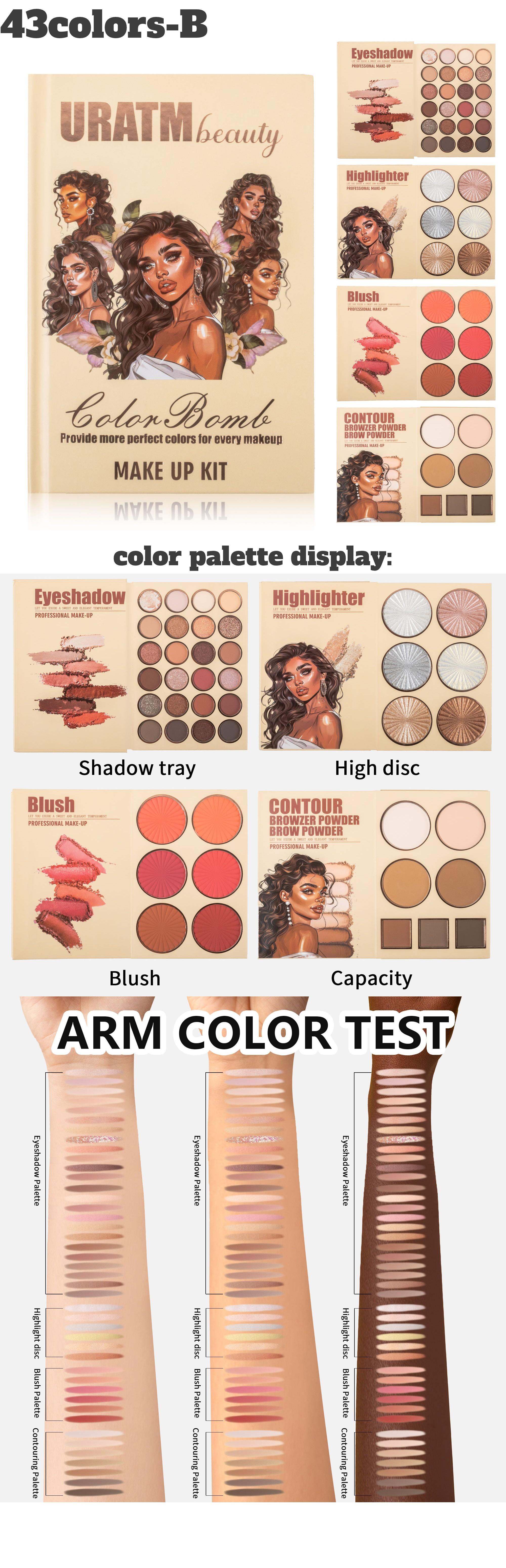 4-Layer Foldable Book-Style Makeup Palette, 43 Pro Shades Contour, Highlight & Eyeshadow, All Skin Tones & Makeup Set Cosmetic, Long-Lasting Gift Set