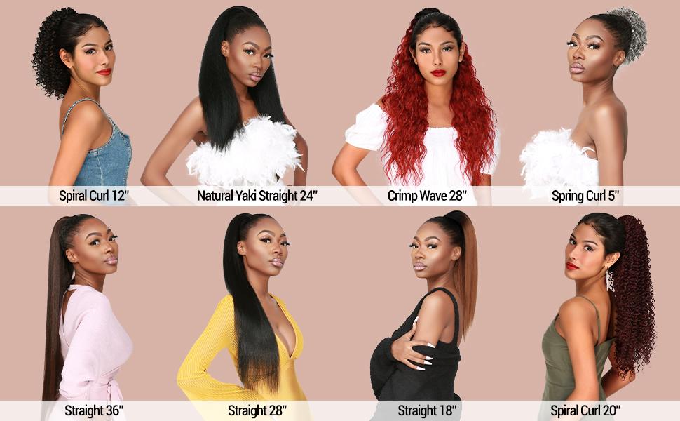 Instant Glitz Synthetic Drawstring Ponytail Natural Yaki Straight 24"