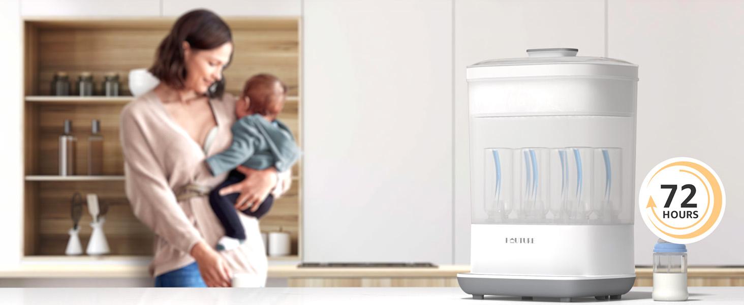HAUTURE Baby Bottle Sterilizer, 6-in-1  Bottle Sterilizer and Dryer, Electric Steam Bottle Sanitizer for Baby stuffs and Baby Bottles, Mom's Best Choice