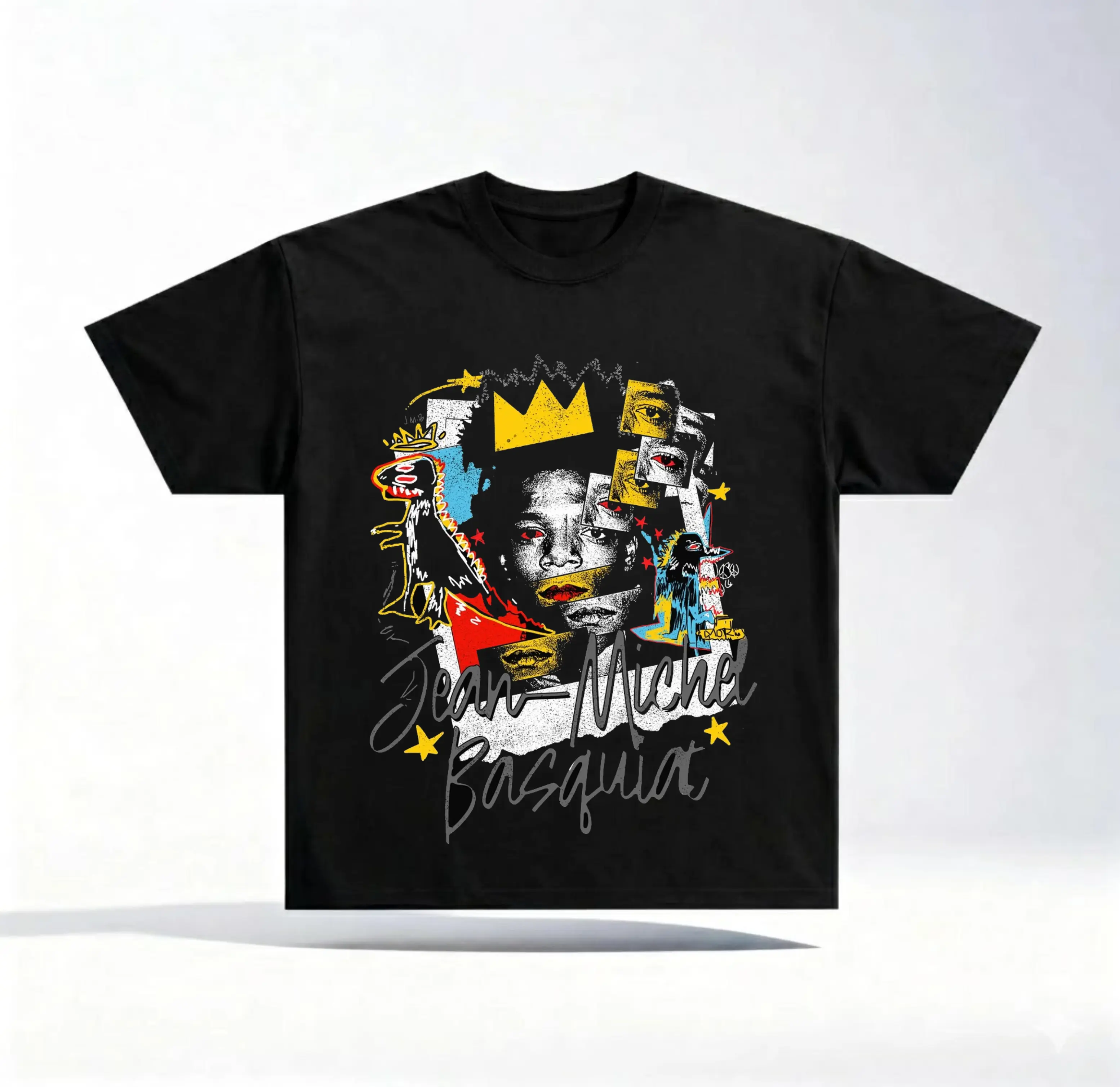 Jean-Michel Basquiat Graphic T-Shirt, Crown Abstract Art Tee, Vintage Style Streetwear Shirt for Men Women