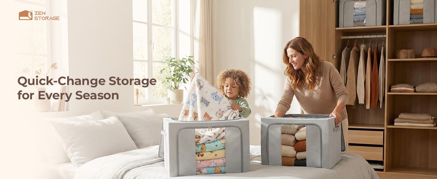 【NewYear2026】Foldable Storage Bin 3-Pack, 66L Large Capacity | Perfect for Clothes & Bedding Organization