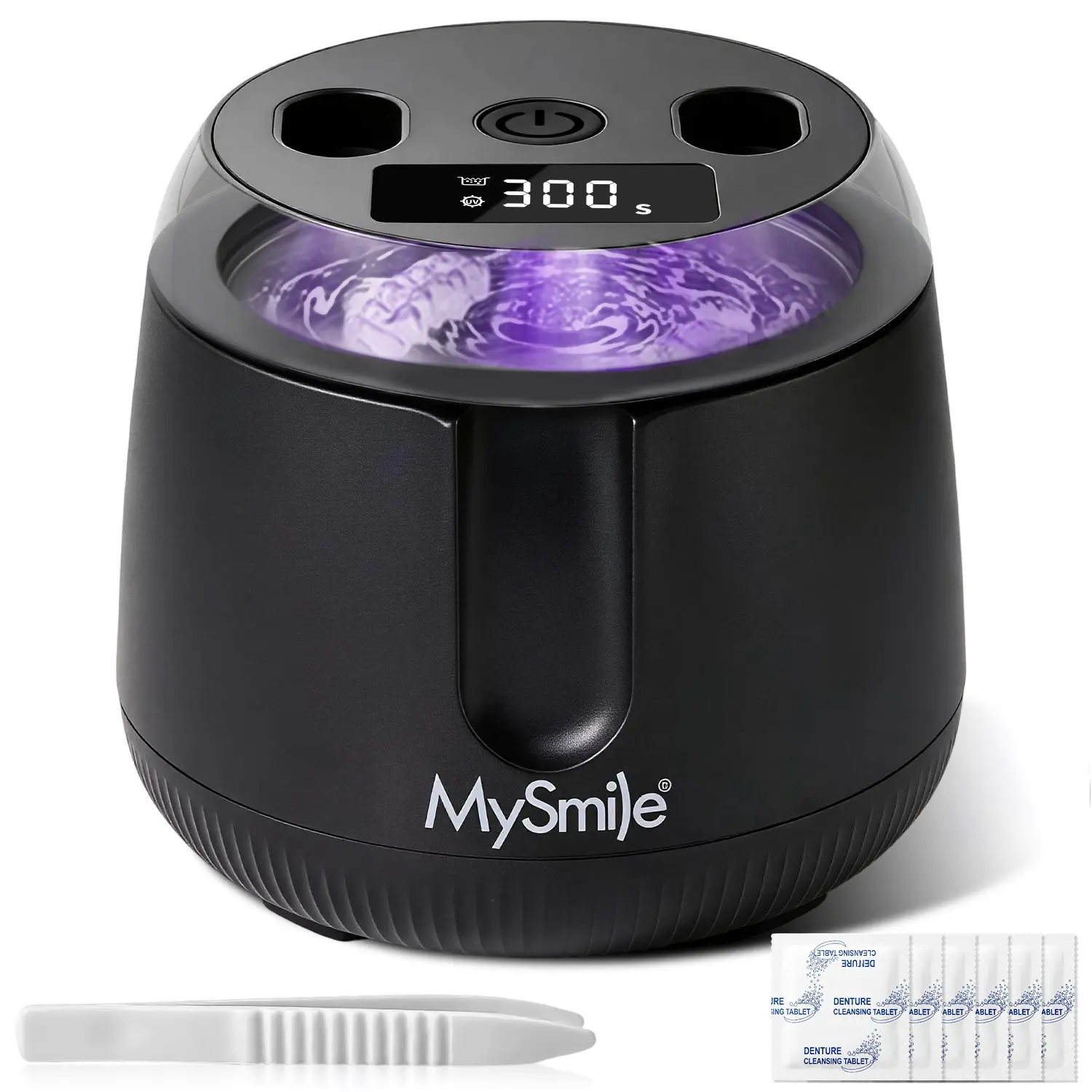 MySmile Ultrasonic Cleaner with UVC Light, 42-48kHz Retainer Cleaner Machine for Aligners, Dentures, Mouthguards & Jewelry (200ml)