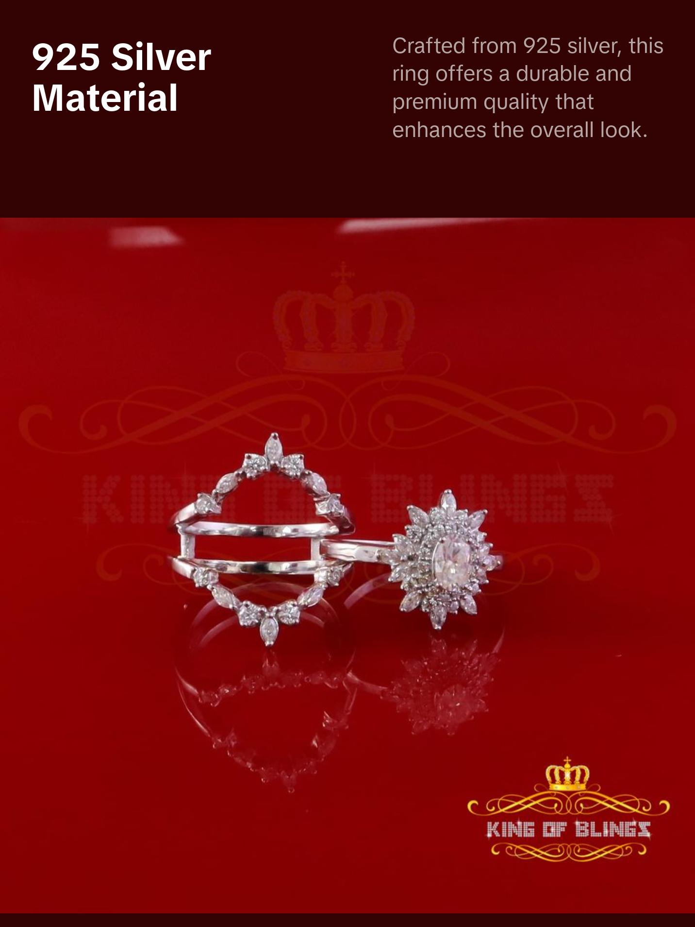 King Of Blings Engagement Ring Enhancer Guard Wrap Insert 2CT Moissanite 925 Silver White SZ7