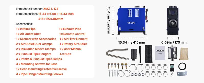 VEVOR Diesel Air Heater, TikTokShopBlackFriday, 2kw/5kw/8kw, With an adapter, without an adapter,Portable Parking Heater Fast Heating Low Noise, Diesel Heater for Truck RV Trailer Camper Van Boat and Indoors