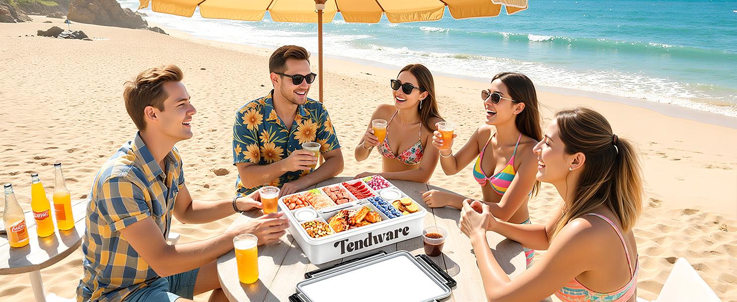 Chilled Portable Snackle Box Container with Reusable Ice Pack Divided Serving Tray Bonus Insulated Bag Dip Containers Forks for Charcuterie Snack Fruit Beach Travel Picnic Party Back to School Gift Food Storage Set