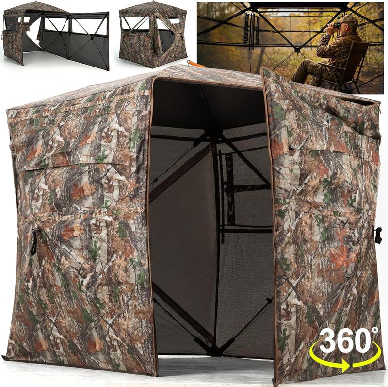 Hunting Tent for Deer Blind Platform Kit with Folding Chair - Ideal Ground Blind Bow Holder - Pop-up Tent for 2 Persons - Professional Hunting Tent for Deer Ground Blinds & Archery Ground Blind