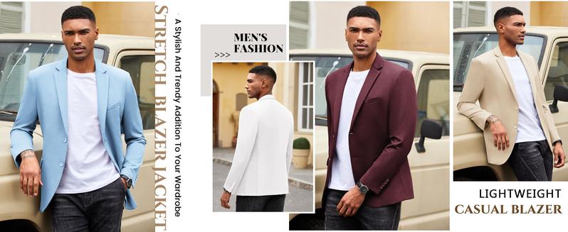 COOFANDY Men's Suit Casual Blazer Slim Fit Suit Jacket Lightweight Knit Sport Coat Two Button Blazer Jacket