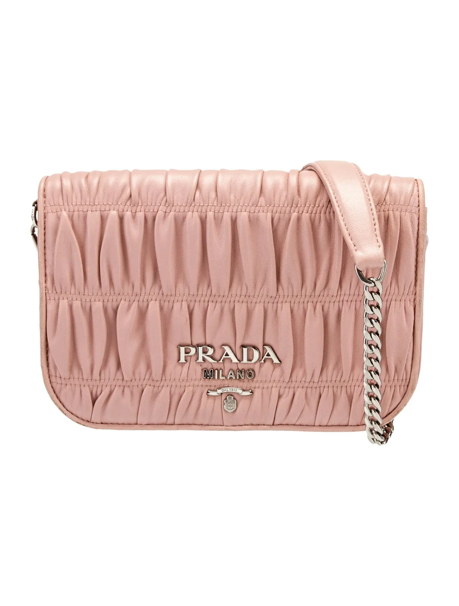 Pre-owned PRADA lambskin Crossbody Bags Nappa Gaufre pink BGP212861
