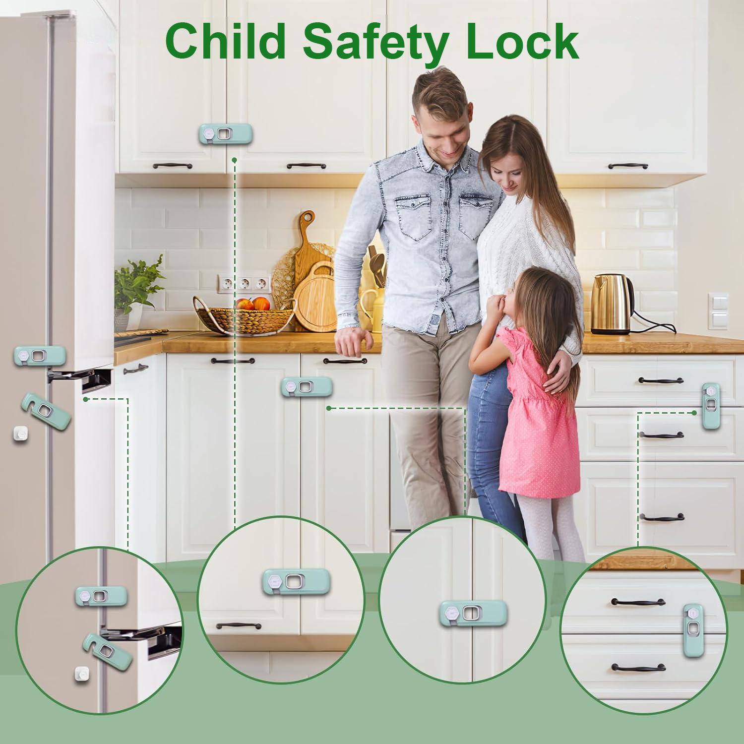 5Pack Child Proof Refrigerator Lock, Baby Proofing Cabinet Locks, oven lock child safety, fridge lock, for Fridge, Drawers, Dishwasher, Oven, Cupboard, Closet, Adhesive, No Tools Need