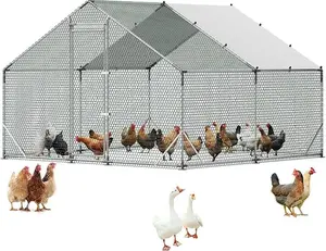 Large Metal Chicken Coop, 19 x 10 x 6.5 ft Walk in Chicken Runs for Yard with Cover & Sturdy Frame, Poultry Cage for Ducks Rabbits Hen Goose, Chicken Pens for Outdoor Backyard Farm