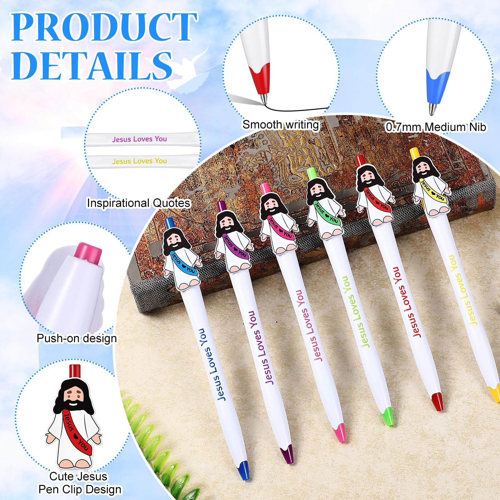 24/20Pcs Bible Verse Ballpoint Pen Jesus love You Pen for Sunday School Baptism Gift Easter Basket Stuffer Inspirational Ballpoint Pen for Men Women Bible Study and Daily Use School & Office Stationery Supplies